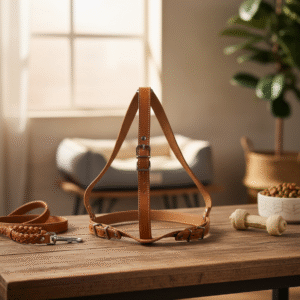 רתמת עור לכלב